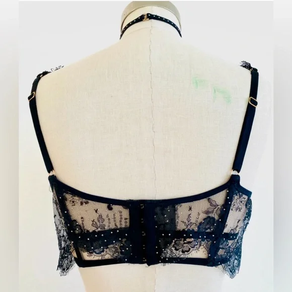 Agent Provocateur Black Swarovski Crystal Lace Bra wSZ-3 Panty, LIMITED EDITION - Picture 9 of 11